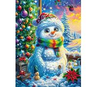 Muñeco de nieve con bufanda en bosque de invierno Puzzle 500 Piezas Juguete Educativo Familiar Paisaje de cuento de hadas en caricatura Rompecabezas 3D Para Hombres Y Mujeres Construir Maquetas Desafí