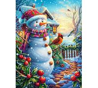 Muñeco de Nieve con Bufanda y un Cardenal Puzzle 500 Piezas Cartón Resistente para Parejas Animales y Plantas Noches De Cita Actividad Antiestrés Tiempo Libre Pack Completo Regalo Aniversario 500 PCS