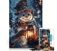 Muñeco de Nieve con Linterna Rompecabezas difícil para Adultos 1000 Piezas Juguete de lógica Pura Actividad en casa Diseño Limpio Regalo Encantador (50x75cm)