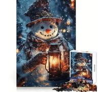 Muñeco de Nieve con Linterna Rompecabezas difícil para Adultos 1000 Piezas Juguete de lógica Pura Actividad en casa Diseño Limpio Regalo Encantador (50x75cm)