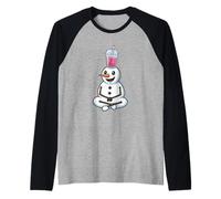 Muñeco de Nieve con té de Burbujas Divertido Boba de Invierno Camiseta Manga Raglan