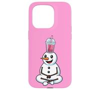 Muñeco de Nieve con té de Burbujas Divertido Boba de Invierno Carcasa para iPhone 15 Pro