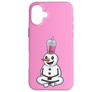 Muñeco de Nieve con té de Burbujas Divertido Boba de Invierno Carcasa para iPhone 16 Plus