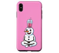 Muñeco de Nieve con té de Burbujas Divertido Boba de Invierno Carcasa para iPhone XS MAX