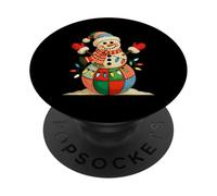 Muñeco De Nieve Copo De Nieve Patchwork Navidad Navidad PopSockets PopGrip Adhesivo