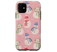 Muñeco de nieve de acuarela rosa lindo patrón de Navidad muñeco de nieve lindo Carcasa para iPhone 11