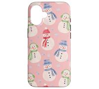 Muñeco de nieve de acuarela rosa lindo patrón de Navidad muñeco de nieve lindo Carcasa para iPhone 16