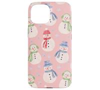 Muñeco de nieve de acuarela rosa lindo patrón de Navidad muñeco de nieve lindo Carcasa para iPhone 15