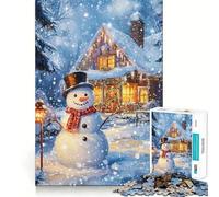Muñeco de Nieve de Cozy Cottage, Rompecabezas de 1000 Piezas para Adolescentes, para Mejorar la Memoria, Informal, Relajante, con Corte nítido, para exhibición artística (38x26cm)