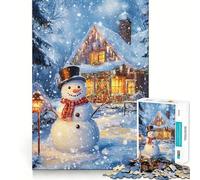Muñeco de Nieve de Cozy Cottage Rompecabezas para Adolescentes 1000 Piezas Lógica Clara Juguete Lento Disfruta Corte Sorpresa de cumpleaños (50x75cm)