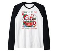 Muñeco de Nieve de Navidad - Im Fine It's Fine Just Have a Meltdown Camiseta Manga Raglan