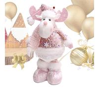 Muñeco de Nieve de Peluche, muñeco de Nieve de pie de Navidad,Muñecos Blandos retráctiles de Peluche de pie - Bonita decoración del hogar de Invierno, decoración del Suelo con Sombrero, Peluche de