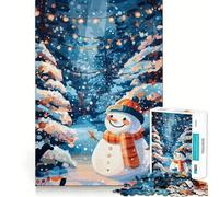 Muñeco de Nieve en Bosque Invernal con Luces Rompecabezas para Adolescentes 1000 Piezas Requiere Memoria, estimula, relaja, Corta Suavemente, Regalo Elegante (50x75cm)