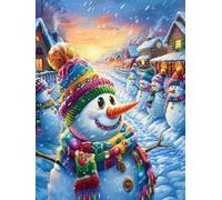 Muñeco de Nieve en el Bosque mágico Puzzle 500 Piezas Papel Mayores Dibujo Animado de Paisajes de Cuento de Hadas Terapia Ocupacional Entretenimiento Sin Pantalla para Navidad Regalo