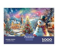 Muñeco de Nieve en la Ciudad Festiva de Invierno Puzzle De 1000 Piezas Navidad Snowman Vínculo Familiar, Adultos Y Niños 70x50cm/1000pcs