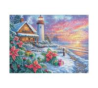 Muñeco de Nieve en la Playa al Atardecer Rompecabezas 500 Piezas Cartón Grueso para Coleccionistas Noches De Cita Mejora Concentración Ocio En Casa Regalo Reyes Magos 500 PCS