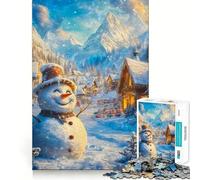 Muñeco de Nieve en un país de Las Maravillas Invernal Rompecabezas de 1000 Piezas para Adultos Juguete para ejercitar la Mente Imagen Suave y Relajante para armar Un Regalo Encantador (38x52cm)