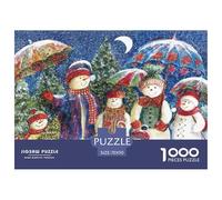 Muñeco de Nieve Escena navideña Puzzle de 1000 Piezas Papel para Adultos Noche Puzzle para Toda la Familia Regalo 70x50cm/1000pcs