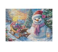 Muñeco de Nieve esquí Invierno Rompecabezas 300 Piezas Cartón para Principiantes Juego Familiar Ejercita La Mente Garantía Reposición Piezas 300 PCS