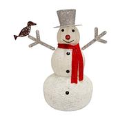Muñeco de Nieve Iluminado de 0,89m Decoración Navideña Navidad Adorno Navideño Exterior con 12m Cable 100 Luces LED Blancas Frías y Protección IP44 Christmas Light Up Snowman with White LED Lights