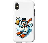 Muñeco de Nieve Kawaii en esquís con Vaso de Cerveza Carcasa para iPhone X/XS