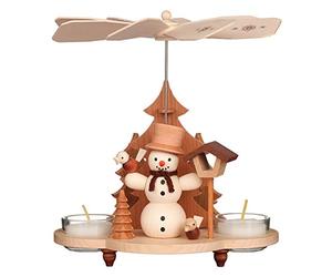 Muñeco de nieve - - pirámide 1-tier platos de 195mm / 8 pulgadas - Auténtico alemán Erzgebirge pirámides de Navidad - Christian Ulbricht