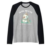 Muñeco de Nieve Retro I'm Fine Esto está Bien Solo Teniendo un derretimiento Camiseta Manga Raglan