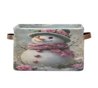 Muñeco de nieve rosa cubeta de almacenamiento, organizador rectangular decorativo para habitación de guardería, juego de 2 unidades