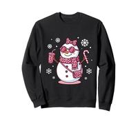 Muñeco de Nieve Rosa Leopardo Acogedor con café Helado y Dulces de Navidad Sudadera