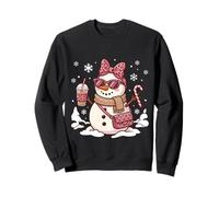 Muñeco de Nieve Rosa Leopardo Acogedor con café Helado y Dulces de Navidad Sudadera