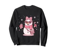 Muñeco de Nieve Rosa Leopardo Acogedor con café Helado y Dulces de Navidad Sudadera