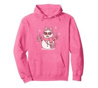 Muñeco de Nieve Rosa Leopardo Acogedor con café Helado y Dulces de Navidad Sudadera con Capucha