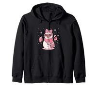Muñeco de Nieve Rosa Leopardo Acogedor con café Helado y Dulces de Navidad Sudadera con Capucha