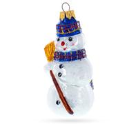 Muñeco de Nieve Sosteniendo Escoba Adorno de Cristal de Navidad