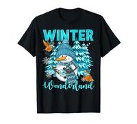 Muñeco de Nieve y Copos de Nieve de Winter Wonderland Acogedora Escena Invernal Camiseta