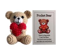 Muñeco De Oso De Ganchillo De Felpa - Animal De De Bolsillo De Punto Hecho a Mano, Lindo Oso Con Corazón | Peluches Para Niños Y Niñas, Peluches Coleccionables, Regalo Para Guardería, Dormitor