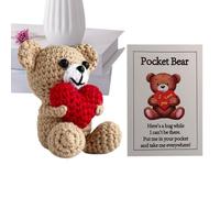 Muñeco De Oso De Ganchillo - Lindo Muñeco De Peluche Tejido De 9x6x6 Cm | Animal De PelucĥeDe Bolsillo Con Corazón,Tejido ĎollPlush Bear Crochet Doĺl,Peluche De Pelucha Hecho A Mano De Bolsillo Anima