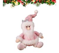 Muñeco de Papá Noel de peluche, figura rosa para las fiestas de invierno - Figura de Papá Noel de peluche navideño, para alféizar de ventana, mesa, jardín, patio, estantería, biblioteca, mesita de