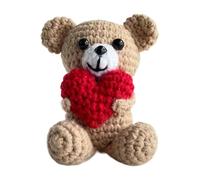 Muñeco de punto de oso - Lindo oso de ganchillo | Muñeca de punto de ganchillos, juguete de peluche hecho a mano con de corazón, lindo muñeco de ganchillo muñeca de puntoo de felpa para niñas