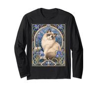 Muñeco de Trapo con Forma de Gato de Ojos Azules, Estilo Art Nouveau, con Estampado Floral Manga Larga