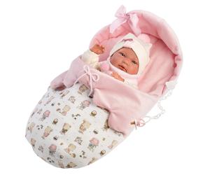 Muñeco Llorens articulado 40 cm - Recién Nacidos muy suaves - Bebé Nica con Saquito Rosa - 40 cm / Cuerpo de vinilo
