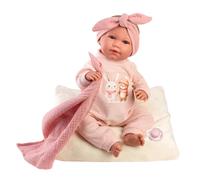 Muñeco Llorens que llora 42 cm - Recién Nacidos con sonidos de bebé - Mimi Llorona con cojín y toquilla - 42 cm / Cuerpo de tela con extremidades de vinilo