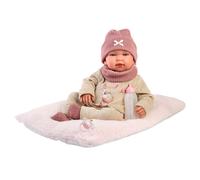 Muñeco Llorens que llora 44 cm - Recién Nacidos con sonidos de bebé - Tina Llorona con cojín - 44 cm / Cuerpo de tela con extremidades de vinilo