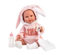 Muñeco Llorens que llora 45 cm - Recién Nacidos con sonidos de bebé - Lina Llorona conejito - 45 cm / Cuerpo de tela con extremidades de vinilo