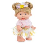 Muñeco Nenote Marina y PAU - 26 cm - Vinilo Articulado - Falda de Estrellas Doradas, Top Rosa y Moño Doble con Lazo - Fabricado en España