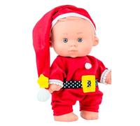 Muñeco Nenote Navidad Marina y PAU - 26 cm - Vinilo Articulado - Disfraz de Papá Noel con Gorro Largo, Cinturón y Detalles Navideños - Hecho en España