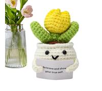 Muñeco Positivo Divertido, Muñeco Tulipán De Apoyo Emocional, Muñeco De Lana De Peluche Hecho a Mano Cosido a Mano, Muñeco De Abrazo De Bolsillo con Tarjetas De Afirmación Positiva