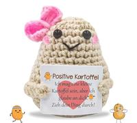 Muñeco Positivo Potato Patata Positivo con Tarjetas Positivas Mini Juguete CE Patata Positivo Decoración Creativa CE Muñeca de Patata Tejida Expresar Aliento y Apoyo(Papas Mariposa)