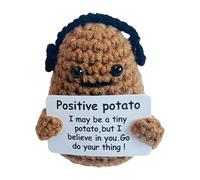 Muñeco Positivo Potato Patata Positivo con Tarjetas Positivas Mini Juguete CE Patata Positivo Decoración Creativa CE Muñeca de Patata Tejida Expresar Aliento y Apoyo(Auriculares Patata)