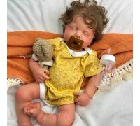 Muñecos bebés Gemelos Reborn de Silicona Maciza de 20 Pulgadas con Cabello injertado a Mano Baby Shower para nietas; Boca Abierta para la alimentación. (Tan,Boy)